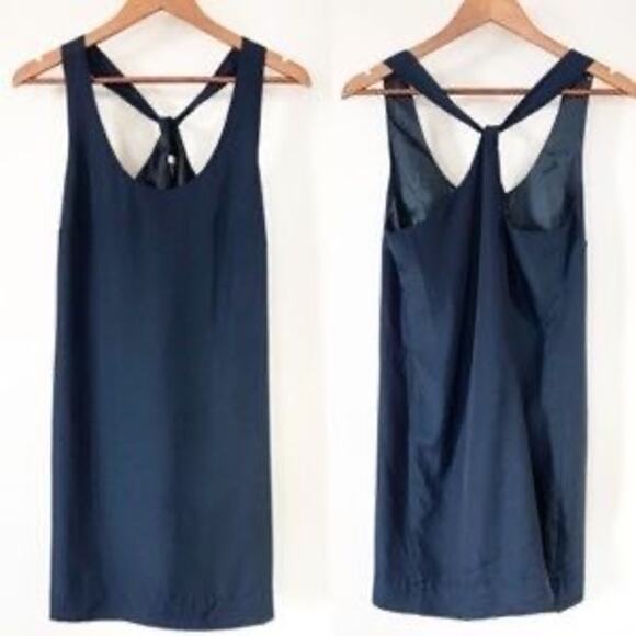 J. Crew 100% silk sleeveless Twist Back shift navy Dress size 2 - Picture 2 of 9